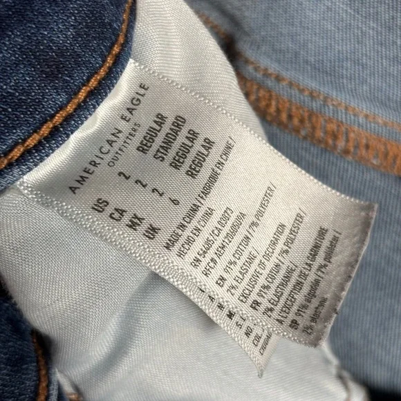 American Eagle Outfitters Womens High Waisted Skinny Jeans Blue Distressed Sz 2 - Picture 7 of 10